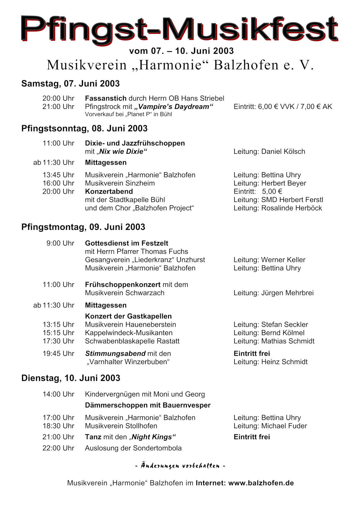 Festprogramm 2003